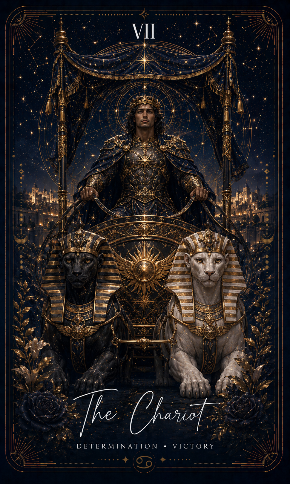 The Chariot tarot card from the Zero Degree Alchemy deck