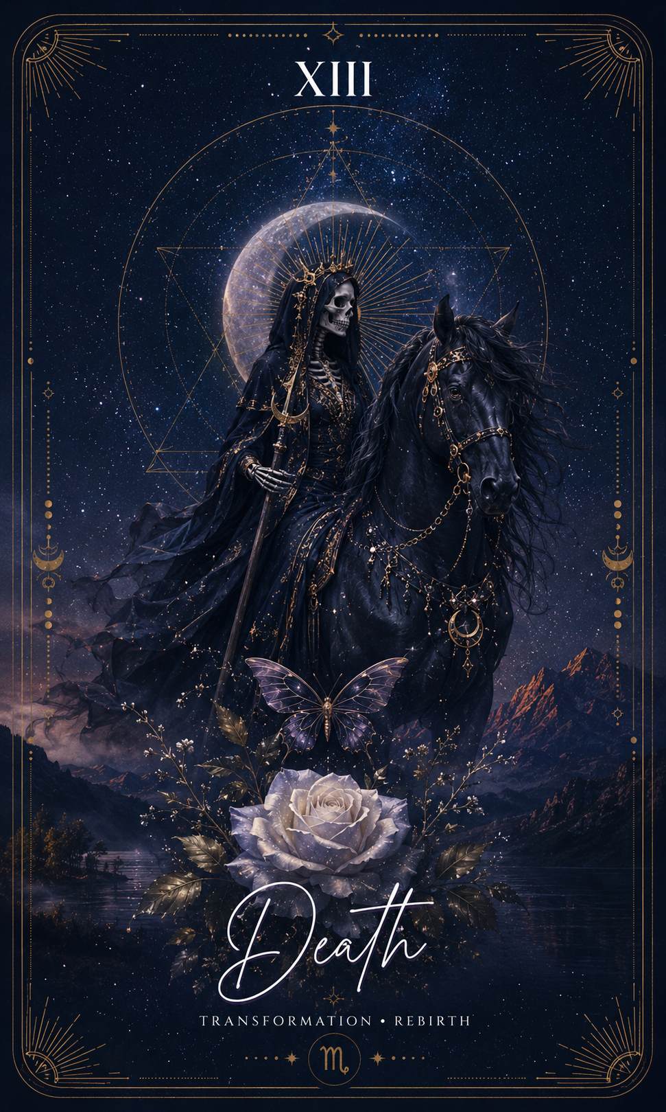 The Death Card tarot card from the Zero Degree Alchemy deck