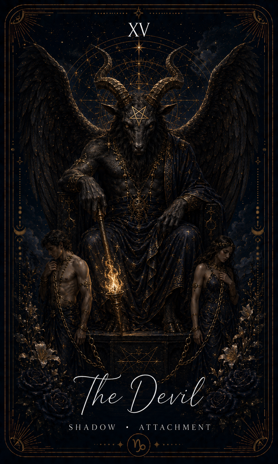 The Devil tarot card from the Zero Degree Alchemy deck