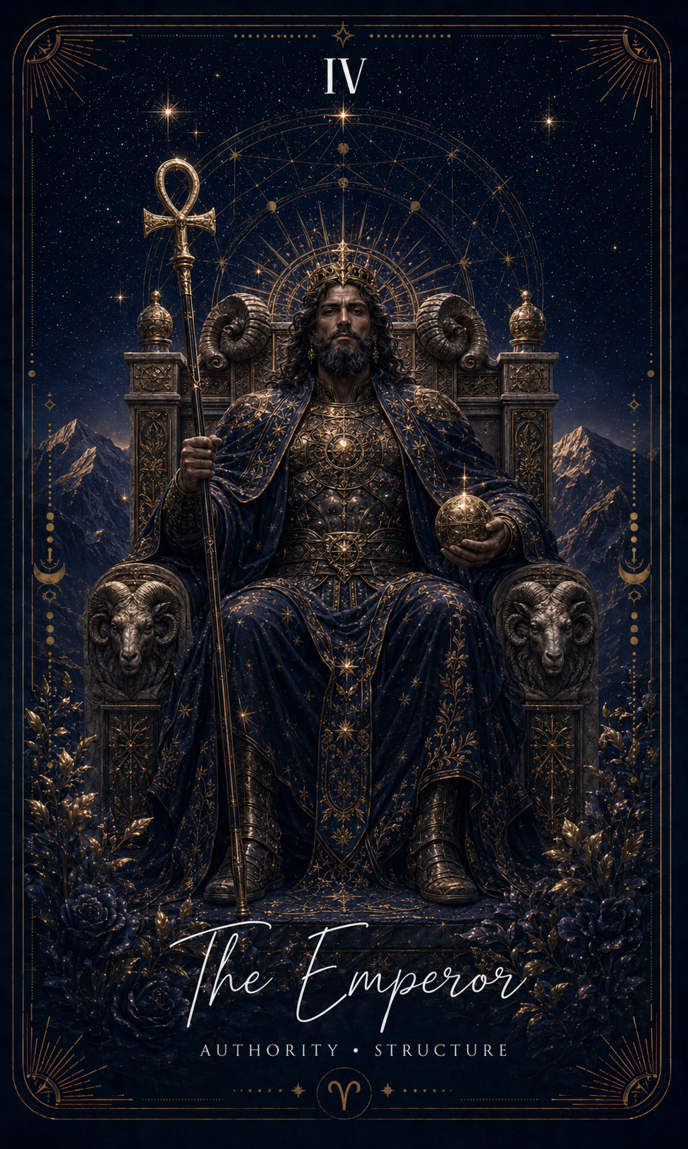 The Emperor tarot card from the Zero Degree Alchemy deck