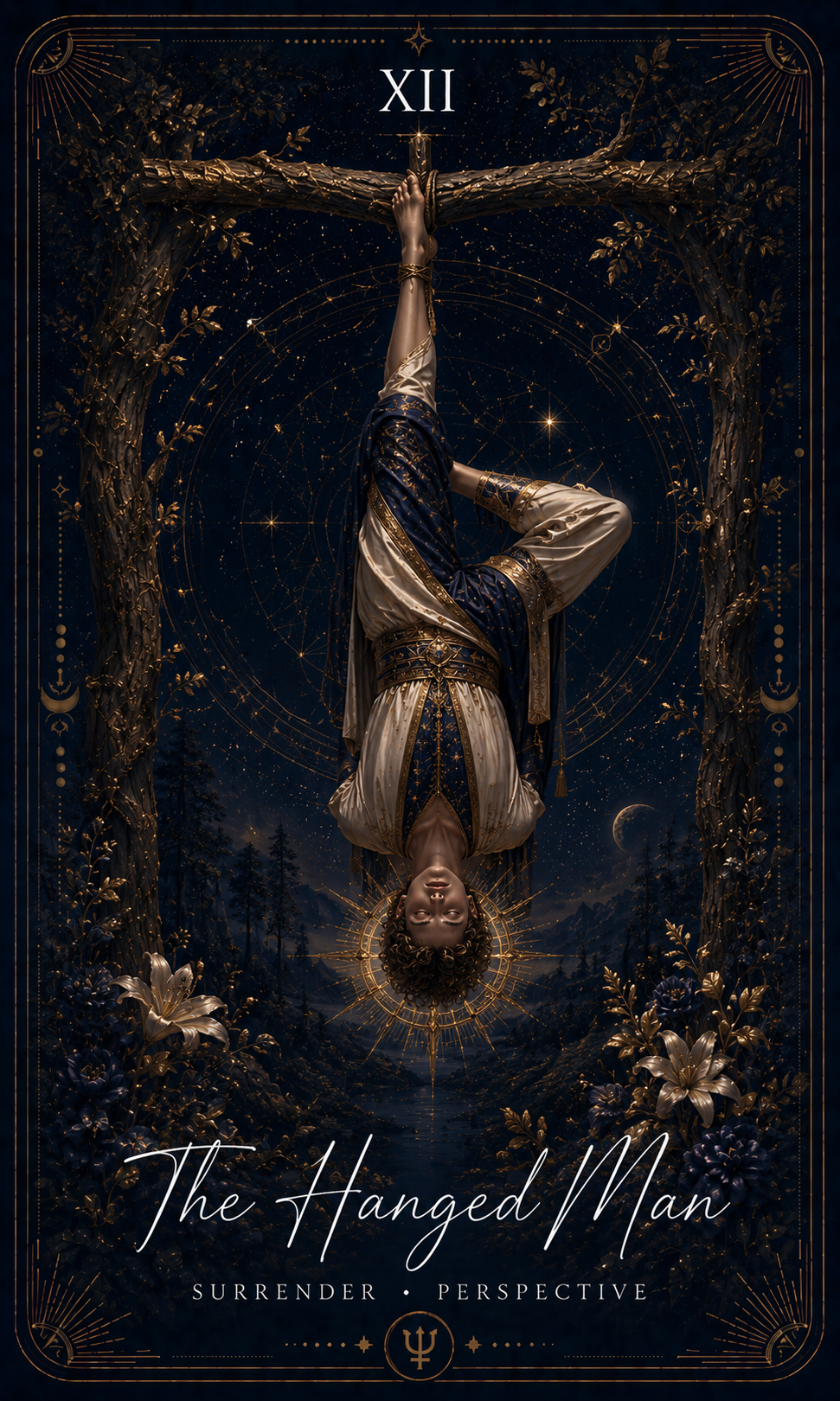 The Hanged Man tarot card from the Zero Degree Alchemy deck