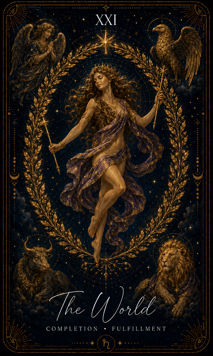 The World tarot card from the Zero Degree Alchemy deck